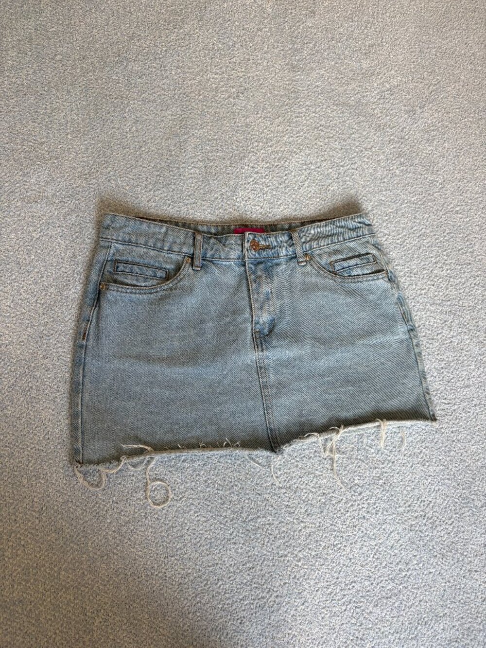 Edikted Distressed Denim Mini Skirt | Size M
